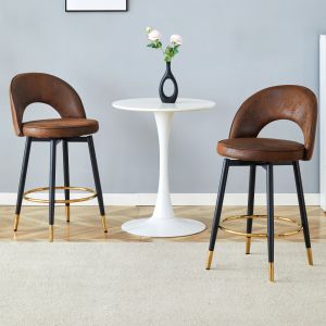 Taburete de bar giratorio marrón negro set 2 respaldo calado