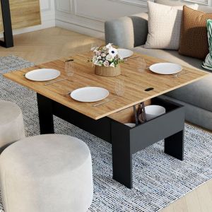 Mesa de centro elevable - negra - 100 cm