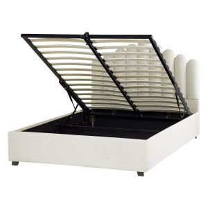 Cama con almacenaje vincennes terciopelo blanco crema 140 x 200 cm
