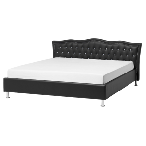 Cama piel sintética metz 160 x 200 cm negro