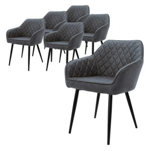 Juego 6 sillas de comedor / salón piel imitación antracita 80 cm