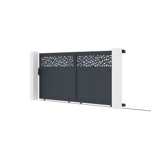 Puerta corredera dolomite ruivo 4x1,6 m aluminio gris + 2 postes