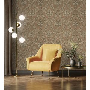 Papel pintado gaulan  damasco clásico marrón  textura de tela 10.6m²