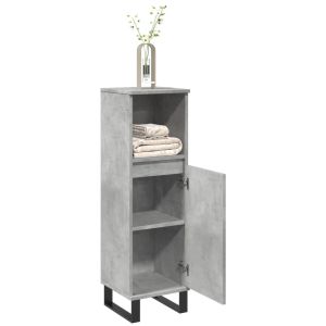 Armario de baño madera contrachapada gris hormigón 30x30x100 cm esb9118
