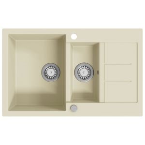 vidaXL fregadero de cocina de granito con dos senos beige
