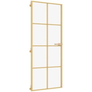 vidaXL puerta de interior dorada vidrio templado y aluminio 93x201,5cm