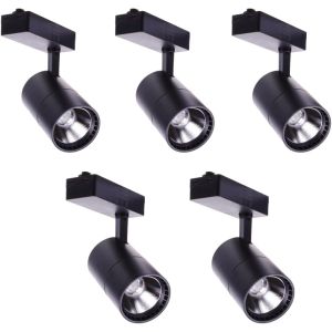 5x foco LED carril 40w, luz fria 6000k, 2700 lm, 220v monofásico, negro