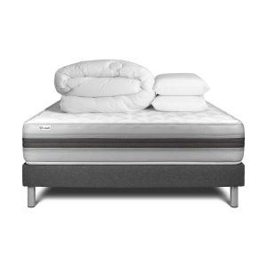 Pack cama completa - colchón 140x200cm + somier con láminas (kit) + 2 almoh