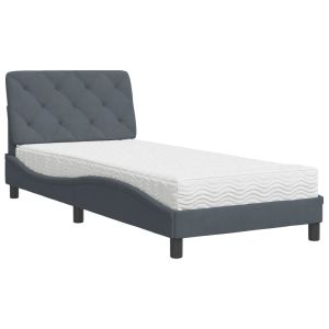 vidaXL cama con colchón terciopelo gris oscuro 90x200 cm