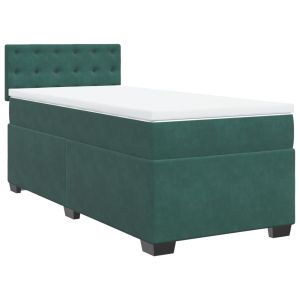 vidaXL cama box spring con colchón terciopelo verde oscuro 90x190 cm