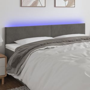 Cabecero con LED de terciopelo gris oscuro 160x5x78/88 cm eso9561