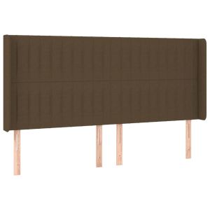 vidaXL cabecero con orejas de tela marrón oscuro 163x16x118/128 cm