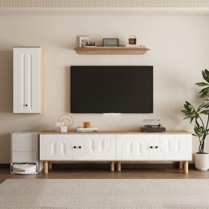 Armario alto+armario empotrado+estantería de pared,blanco