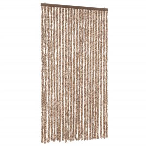vidaXL cortina antimoscas chenilla beige y marrón oscuro 100x220 cm