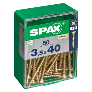 Caja 50 unid. Tornillo madera spax cabeza plana yellox 3,5x40mm