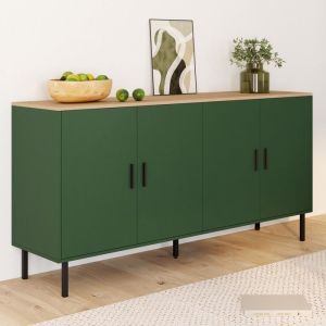 Aparador industrial - 4 puertas - caqui madera - 160 cm
