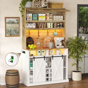 Armario alto de cocina con vitrina y LED natural y blanco 191x110x40cm