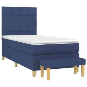 vidaXL cama box spring con colchón tela azul 100x200 cm