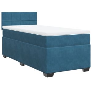 vidaXL cama box spring con colchón terciopelo azul oscuro 90x200 cm