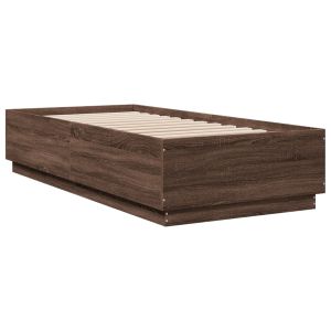 vidaXL estructura de cama con luces LED madera roble marrón 90x200 cm
