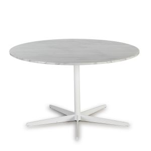 Mesa comedor 125x125x75 marmol blanco, metal blanco