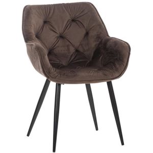 Silla retro tanna de terciopelo marrón - 82 cm