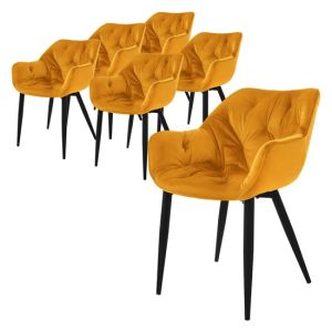 6x sillas de terciopelo grueso amarillo mostaza asiento ergonómico