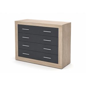 Comoda kiara de 4 cajones cambria y grafito 98x82 cm