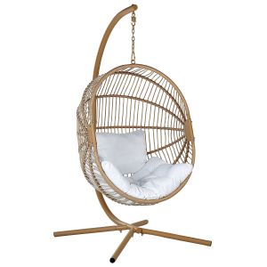 Sillón colgante con soporte acri ratán sintético beige