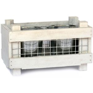Soporte para macetero con 2 maceteros de zinc