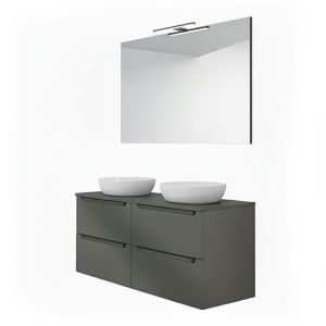 Kibath mueble baño y lavabo, espejo y LED victoria 120x45 en grafito 2c sus