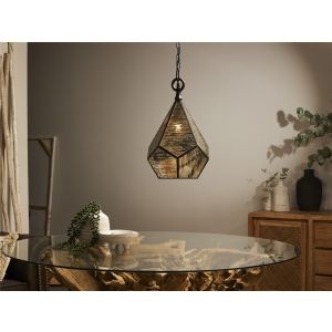 Lampara techo muna cristal decorado/estaño 26d cms. 26dx36 cms