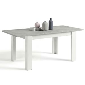Mesa de comedor extensible 140-190x90 cm sira blanco artik - gris cemento