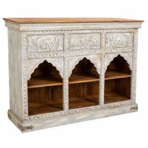 Aparador de madera blanco 132x40x96 cm
