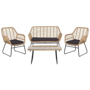 Conjunto de jardín con mesa 4 plazas minori ratán sintético beige