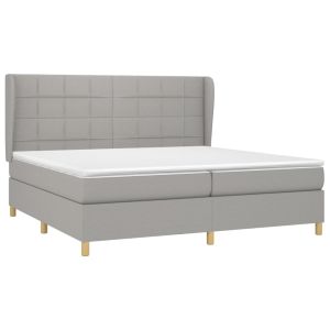 vidaXL cama box spring con colchón tela gris claro 200x200 cm