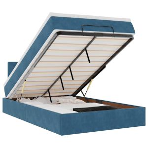 vidaXL cama otomana con colchón y LED terciopelo azul oscuro 120x190cm