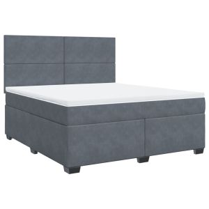 vidaXL cama box spring con colchón terciopelo gris oscuro 180x200 cm