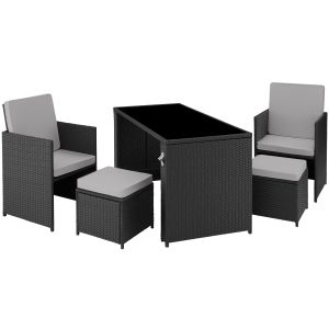 Conjunto de ratán para 2-4 personas incluye abridor, negro/gris
