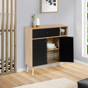 Mueble de almacenamiento escandinavo de madera negra - 80 cm