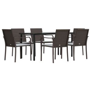 vidaXL juego comedor jardín 7 piezas y cojines ratán sintético y acero