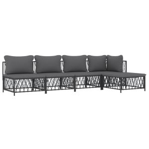 vidaXL juego muebles de jardín 5 pzas y cojines acero gris antracita
