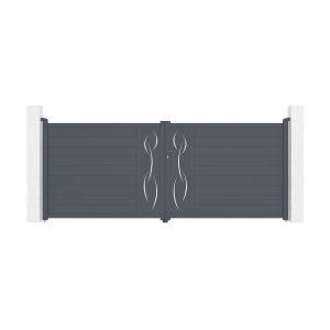 Puerta batiente 4m life alt.160cm de aluminio gris + puerta + 4 postes elda