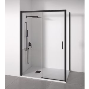 Mampara de ducha angular negra 105-110 x 72-75 m acceso dcha. Bellobath