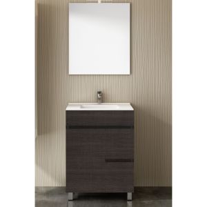 Mueble de baño isquia con lavabo y espejo 60x35cm roble sinatra