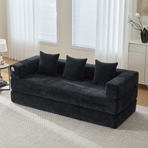 Komhtom,chenilla,sofá diy,diseño modular,negro