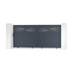 Pack puerta corredera halti 3m a.140cm + 2 postes a.160cm gris