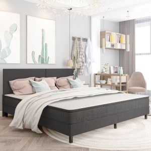 Cama box spring sin colchón tela gris 200x200 cm es1475