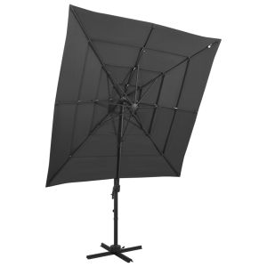 vidaXL sombrilla jardín 4 niveles palo aluminio antracita 250x250 cm