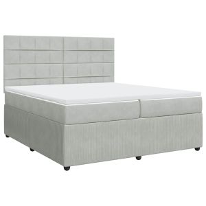 vidaXL cama box spring con colchón terciopelo gris claro 200x200 cm